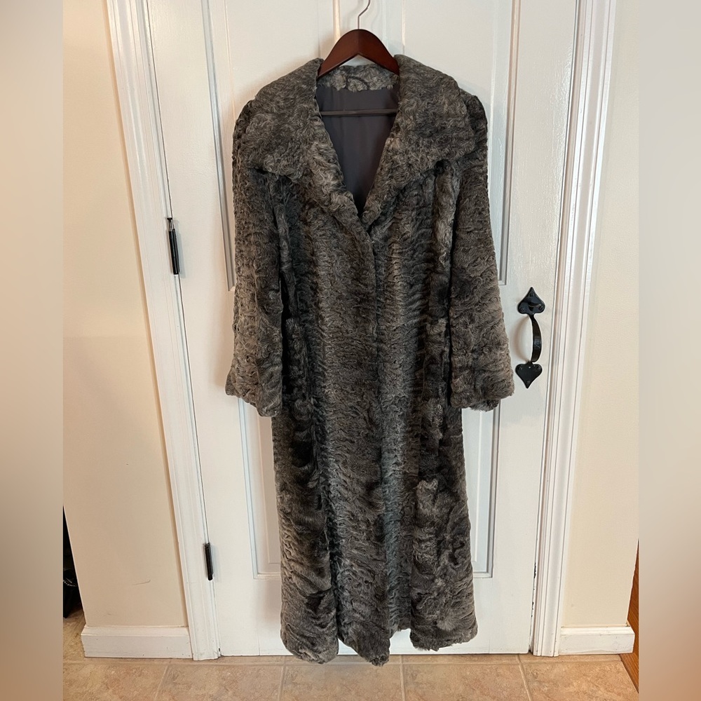 Vintage 2000s Gray Curly Persian Lamb Coat
